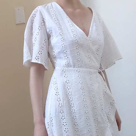 White Japna Broderie Wrap Dress - Picture 2 of 6